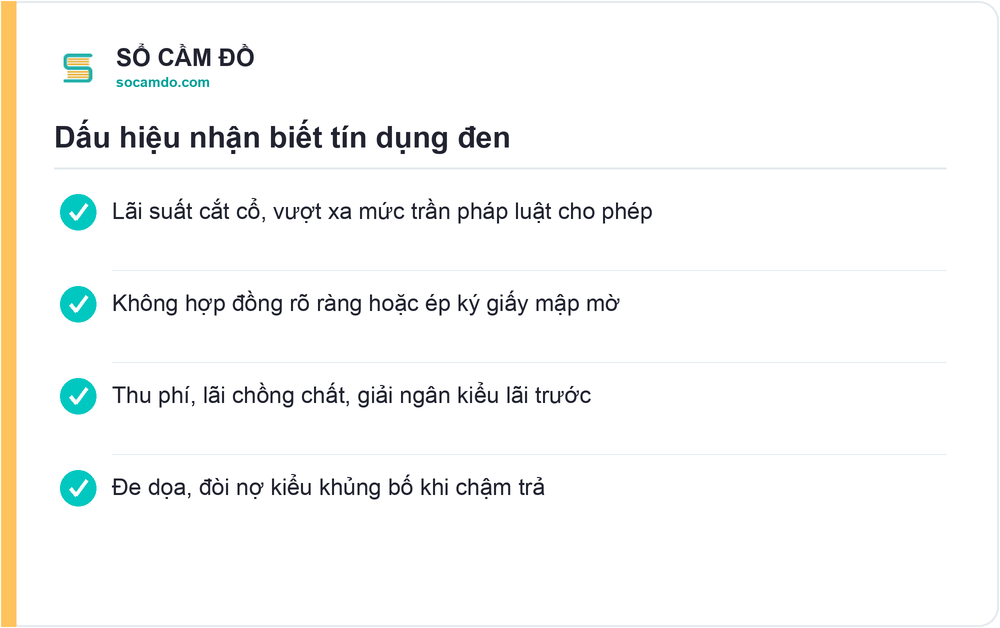 Dấu hiệu nhận biết tín dụng đen - Sổ Cầm Đồ