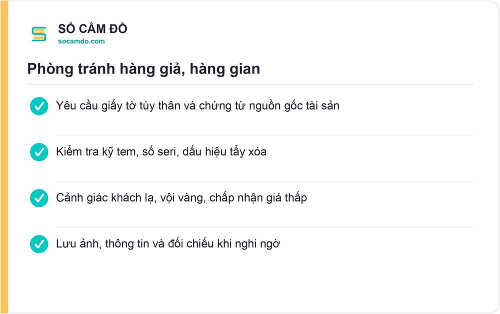 Phòng tránh hàng giả, hàng gian - Sổ Cầm Đồ