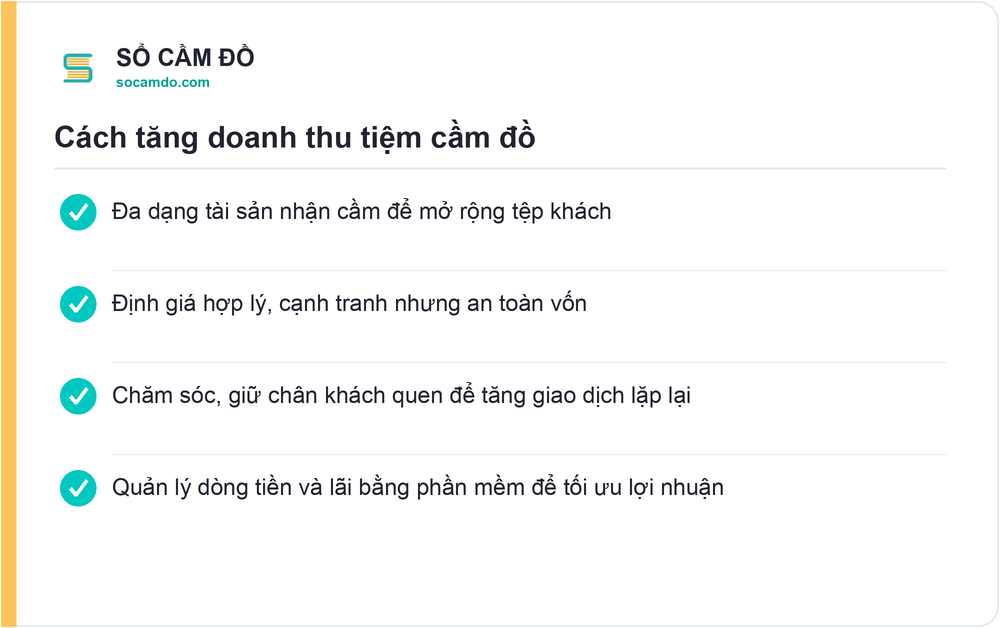 Cách tăng doanh thu tiệm cầm đồ - Sổ Cầm Đồ