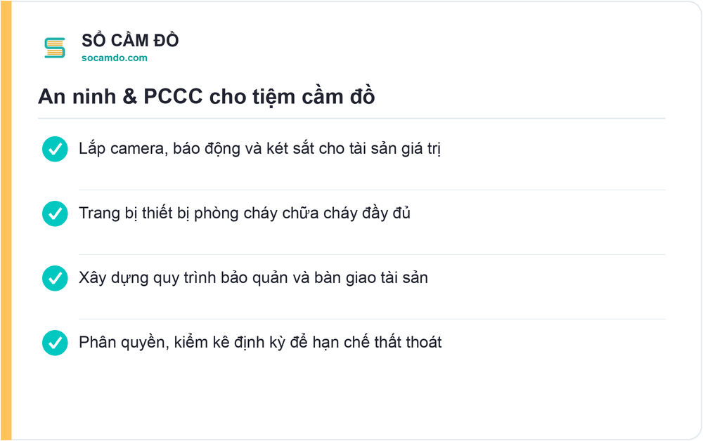 An ninh & PCCC cho tiệm cầm đồ - Sổ Cầm Đồ