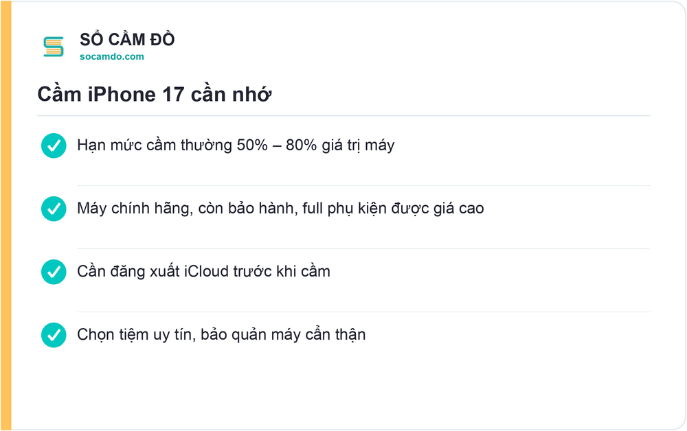 Cầm iPhone 17 cần nhớ - Sổ Cầm Đồ