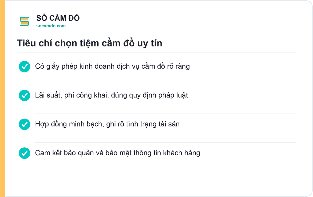 Tiêu chí chọn tiệm cầm đồ uy tín - Sổ Cầm Đồ