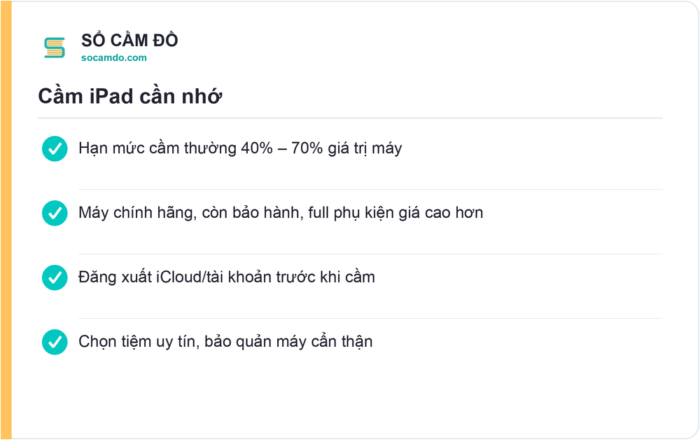 Cầm iPad cần nhớ - Sổ Cầm Đồ
